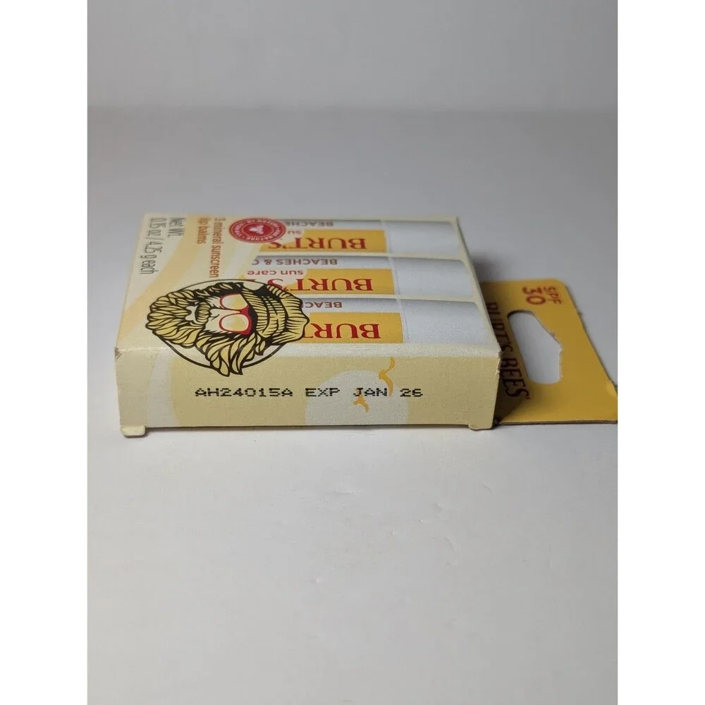 3 Pack Burt's Bees Sun Care SPF 30 Lip Balm Sunscreen Beaches & Cream